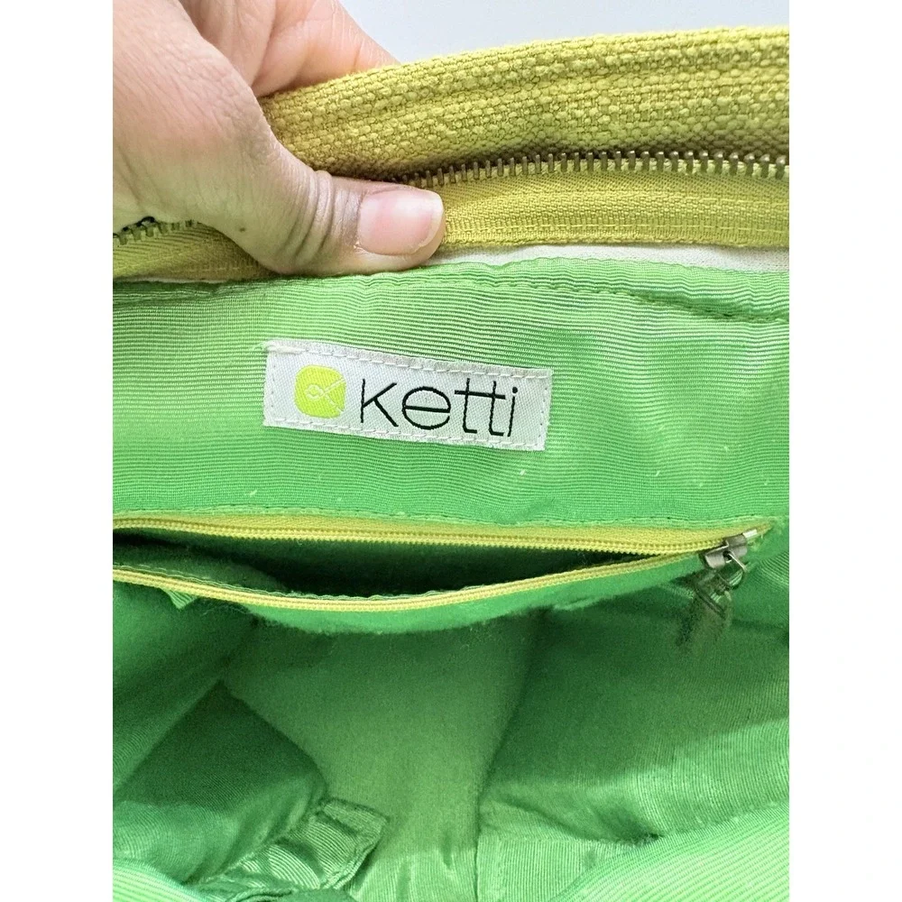 Ketti Large Green Beige Floral Fall Leaf Fabric‎ Shoulder Camera Bag